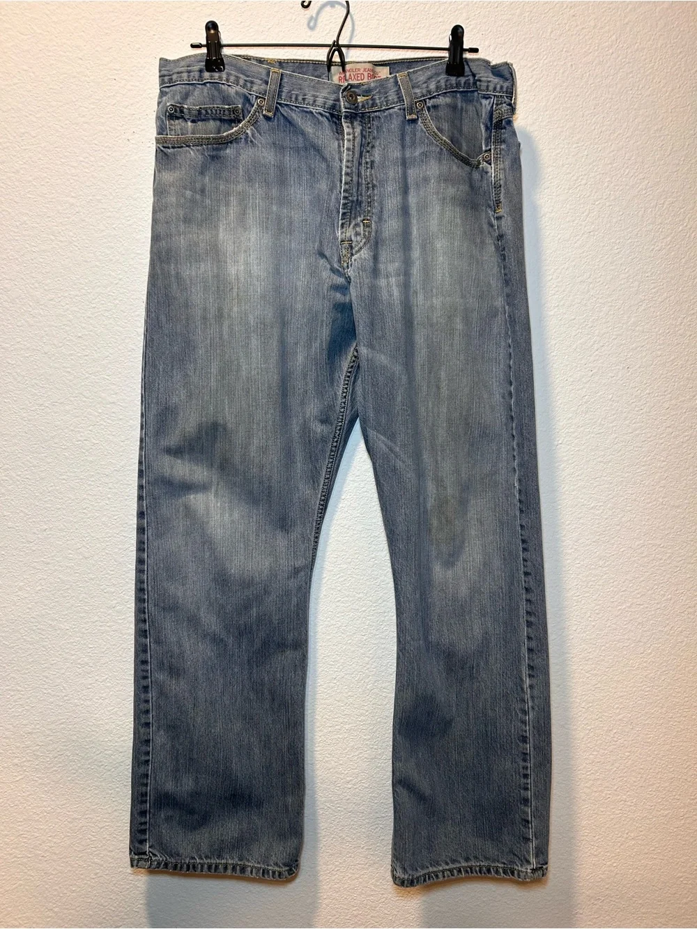 Wrangler Men’s Southwestern Blue Relaxed Fit Grunge Jeans
